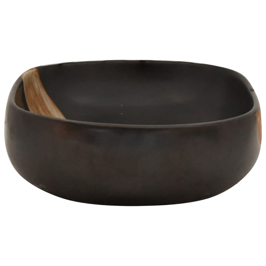 Countertop washbasin black oval 59x40x14 cm ceramic