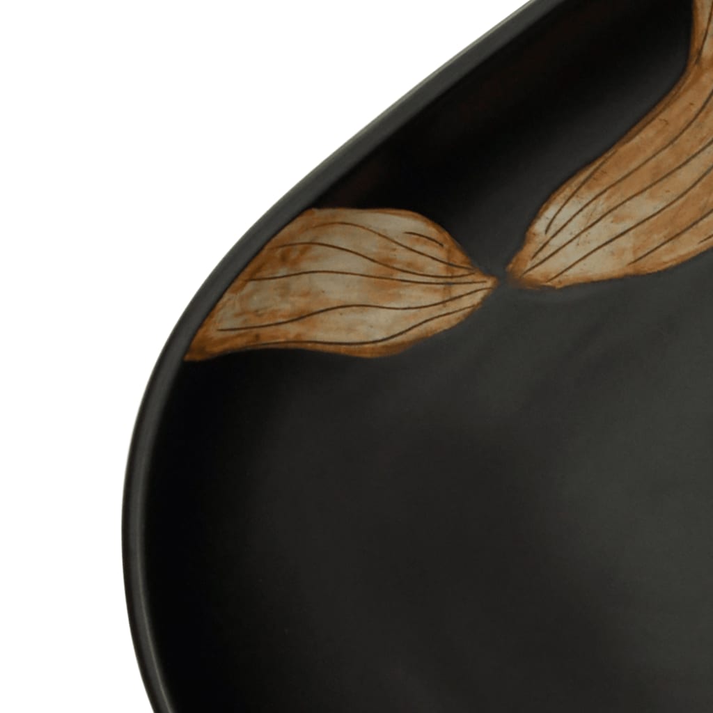 Countertop washbasin black oval 59x40x14 cm ceramic