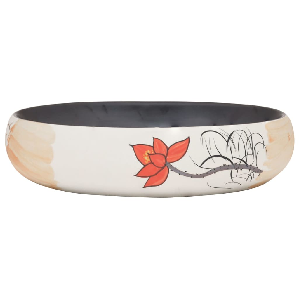 Countertop washbasin multicolored oval 59x40x15 cm ceramic