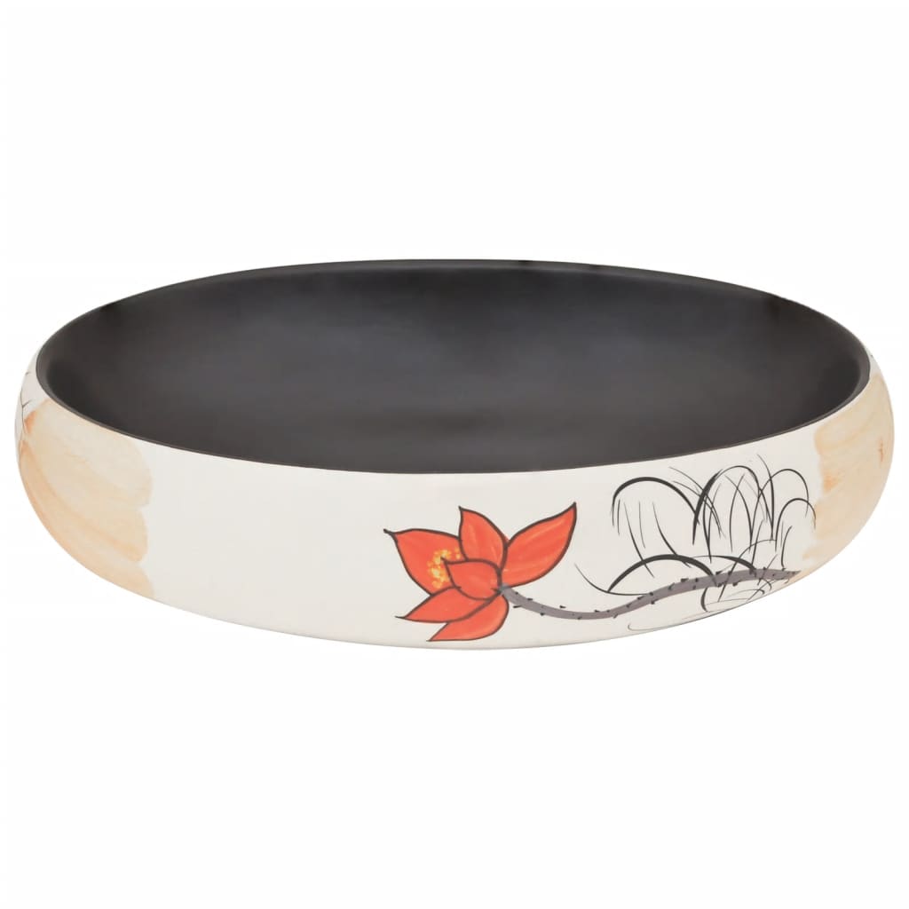 Countertop washbasin multicolored oval 59x40x15 cm ceramic