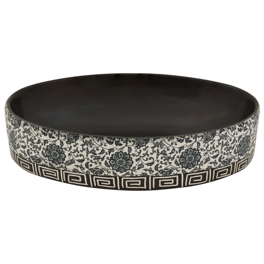Countertop washbasin black blue oval 56.5x36.5x13.5 cm ceramic