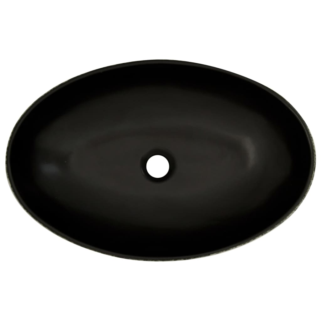 Countertop washbasin black blue oval 56.5x36.5x13.5 cm ceramic