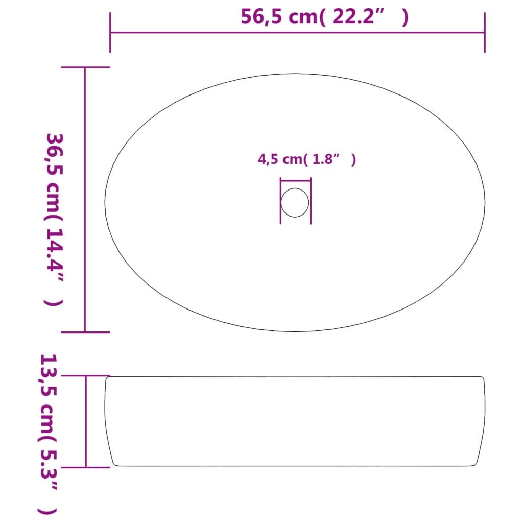 Countertop washbasin black blue oval 56.5x36.5x13.5 cm ceramic