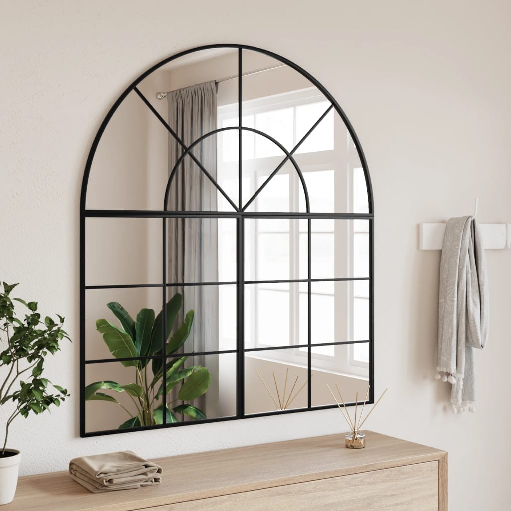 Wandspiegel Schwarz 100x110 cm Gewölbt Eisen