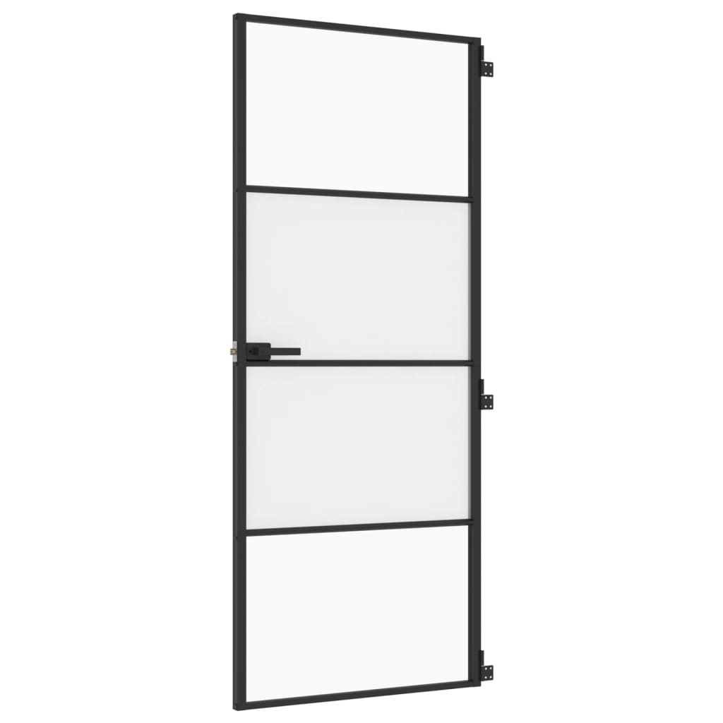 Innentür Schlank Schwarz 83x201,5 cm Hartglas & Aluminium