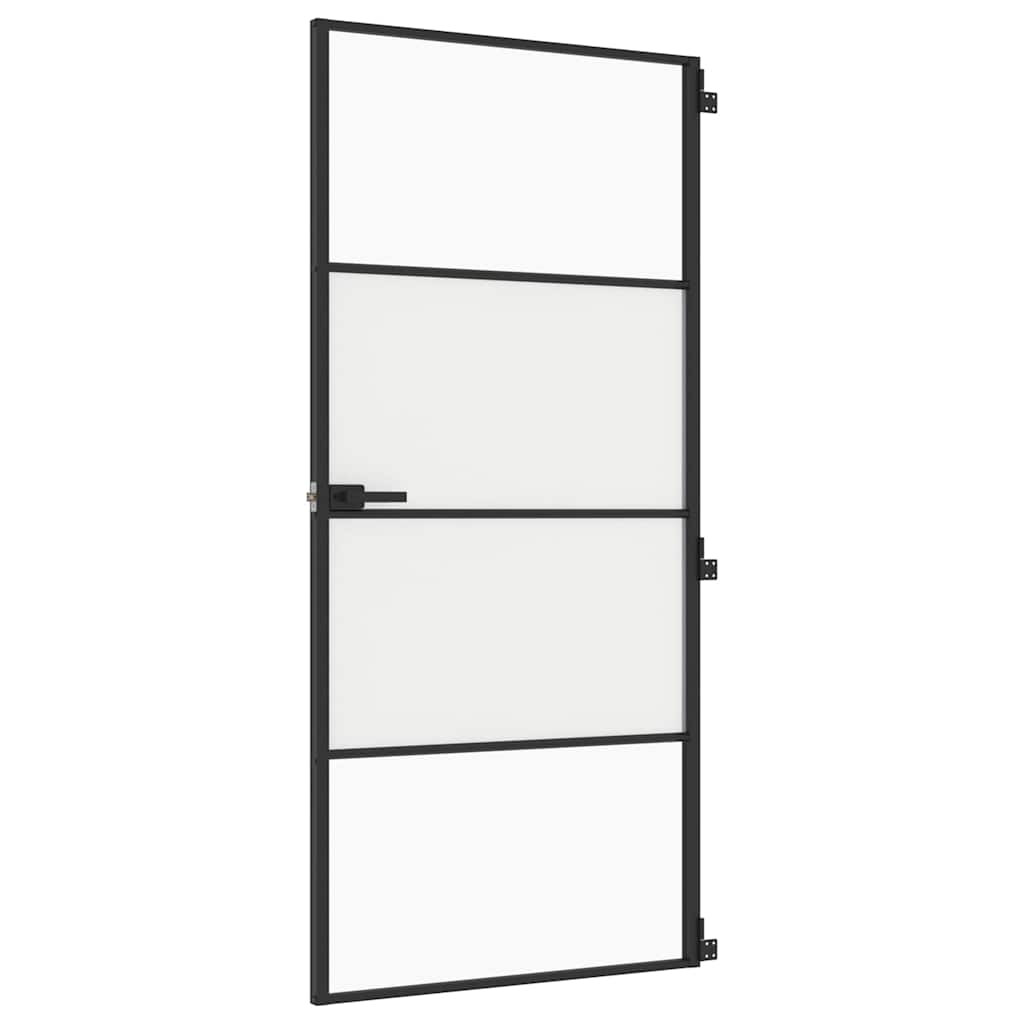 Innentür Schlank Schwarz 93x201,5 cm Hartglas & Aluminium