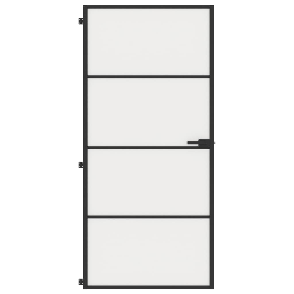 Innentür Schlank Schwarz 93x201,5 cm Hartglas & Aluminium