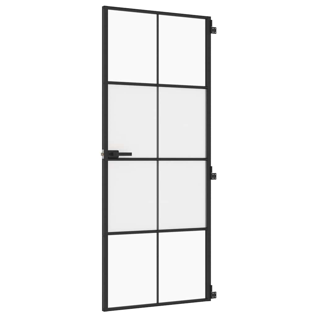 Innentür Schlank Schwarz 83x201,5 cm Hartglas & Aluminium