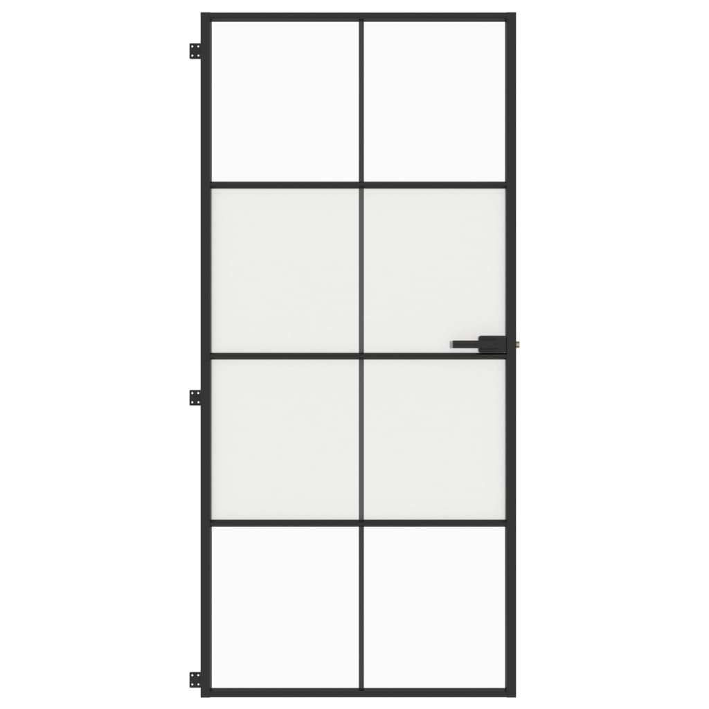Innentür Schlank Schwarz 93x201,5 cm Hartglas & Aluminium