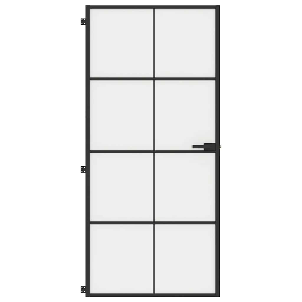 Innentür Schlank Schwarz 93x201,5 cm Hartglas & Aluminium