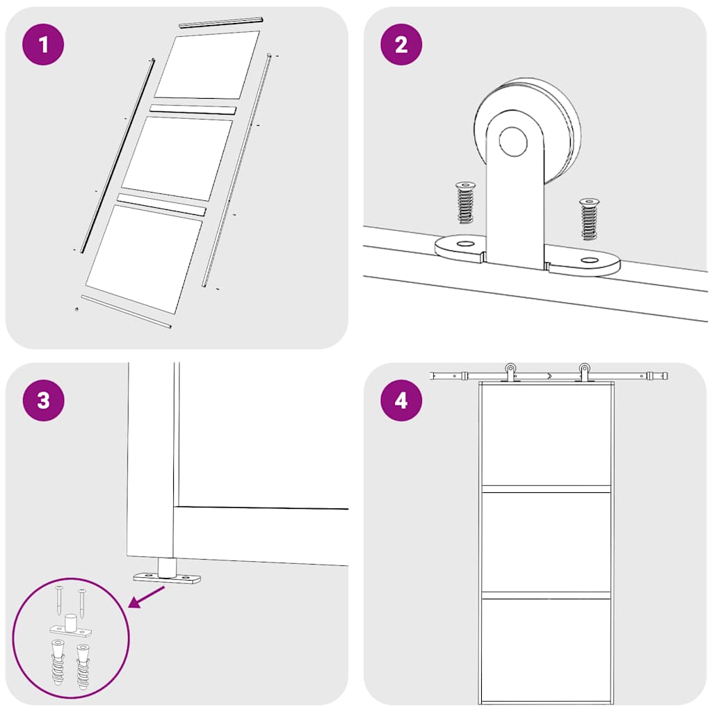 Schiebetür Golden 90x205 cm Matt ESG-Glas und Aluminium