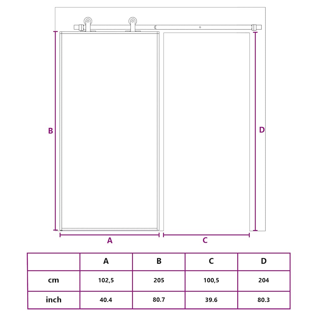 Schiebetür Golden 102,5x205 cm Matt ESG-Glas und Aluminium