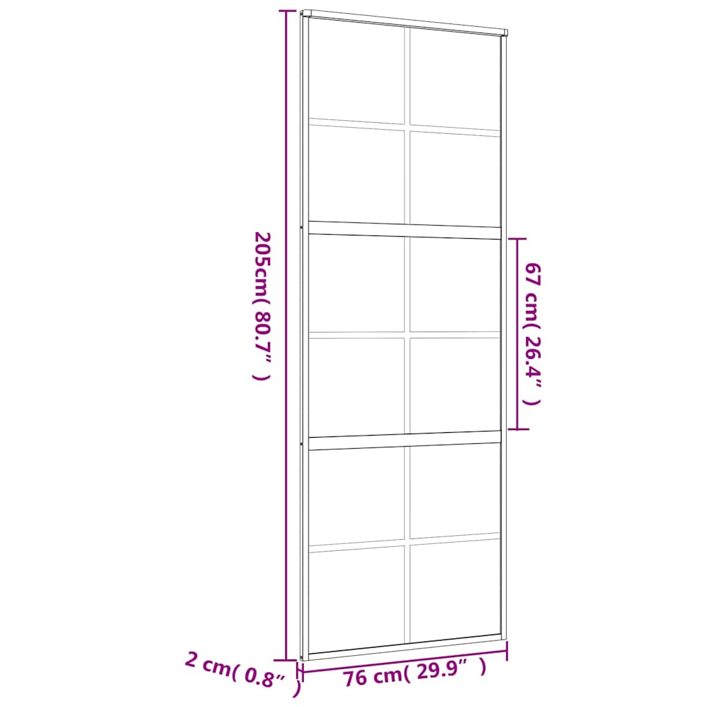 Schiebetür Golden 76x205 cm ESG-Klarglas und Aluminium