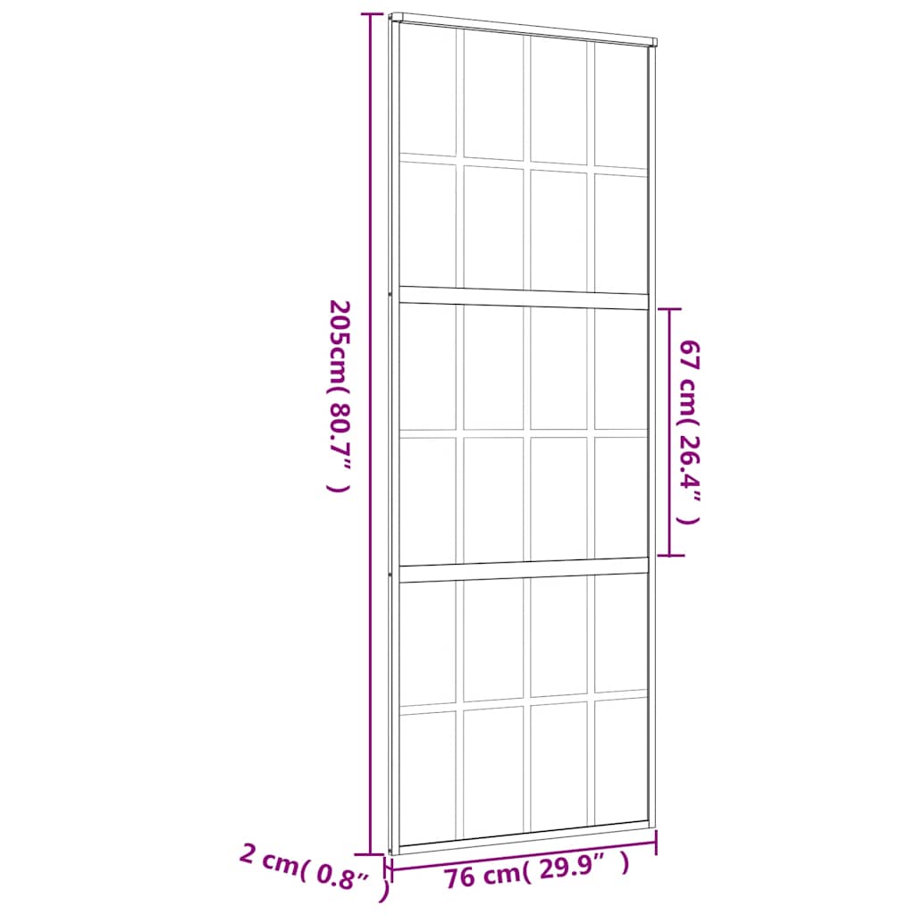 Schiebetür Golden 76x205 cm ESG-Klarglas und Aluminium