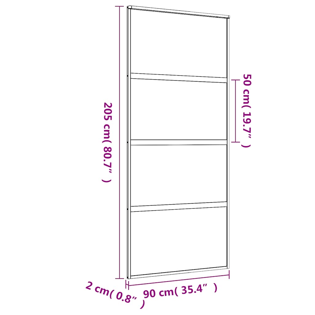 Schiebetür Golden 90x205 cm ESG-Klarglas und Aluminium