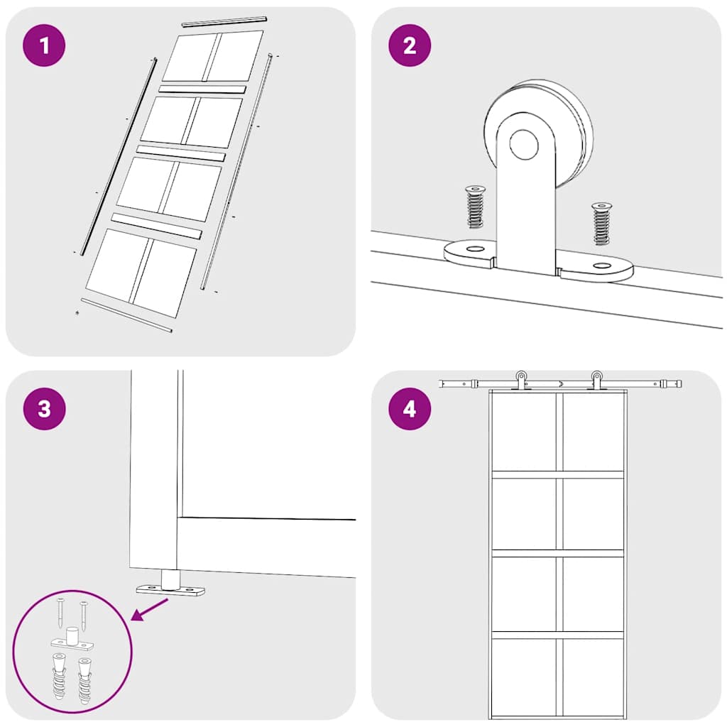 Schiebetür Golden 90x205 cm Matt ESG-Glas und Aluminium