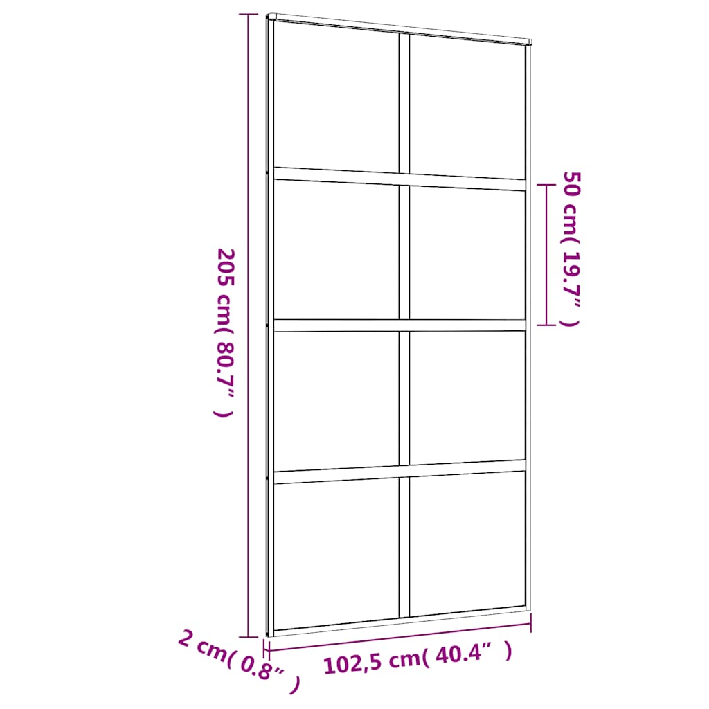 Schiebetür Golden 102,5x205 cm Matt ESG-Glas und Aluminium