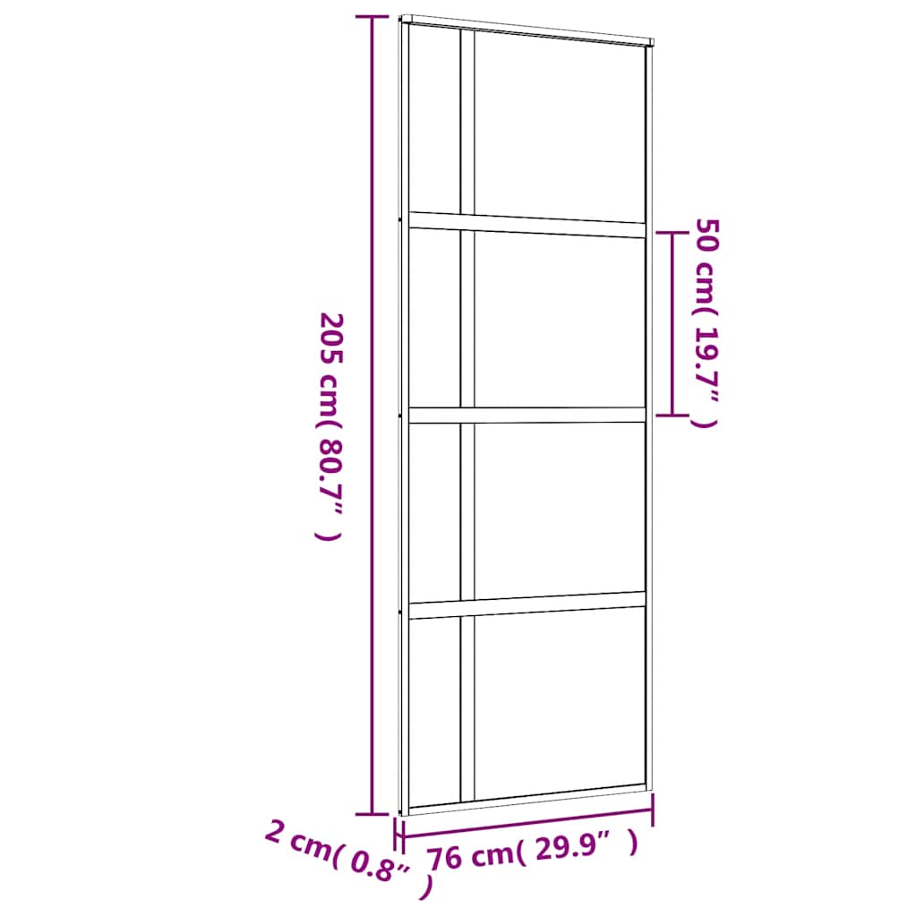 Schiebetür Golden 76x205 cm ESG-Klarglas und Aluminium