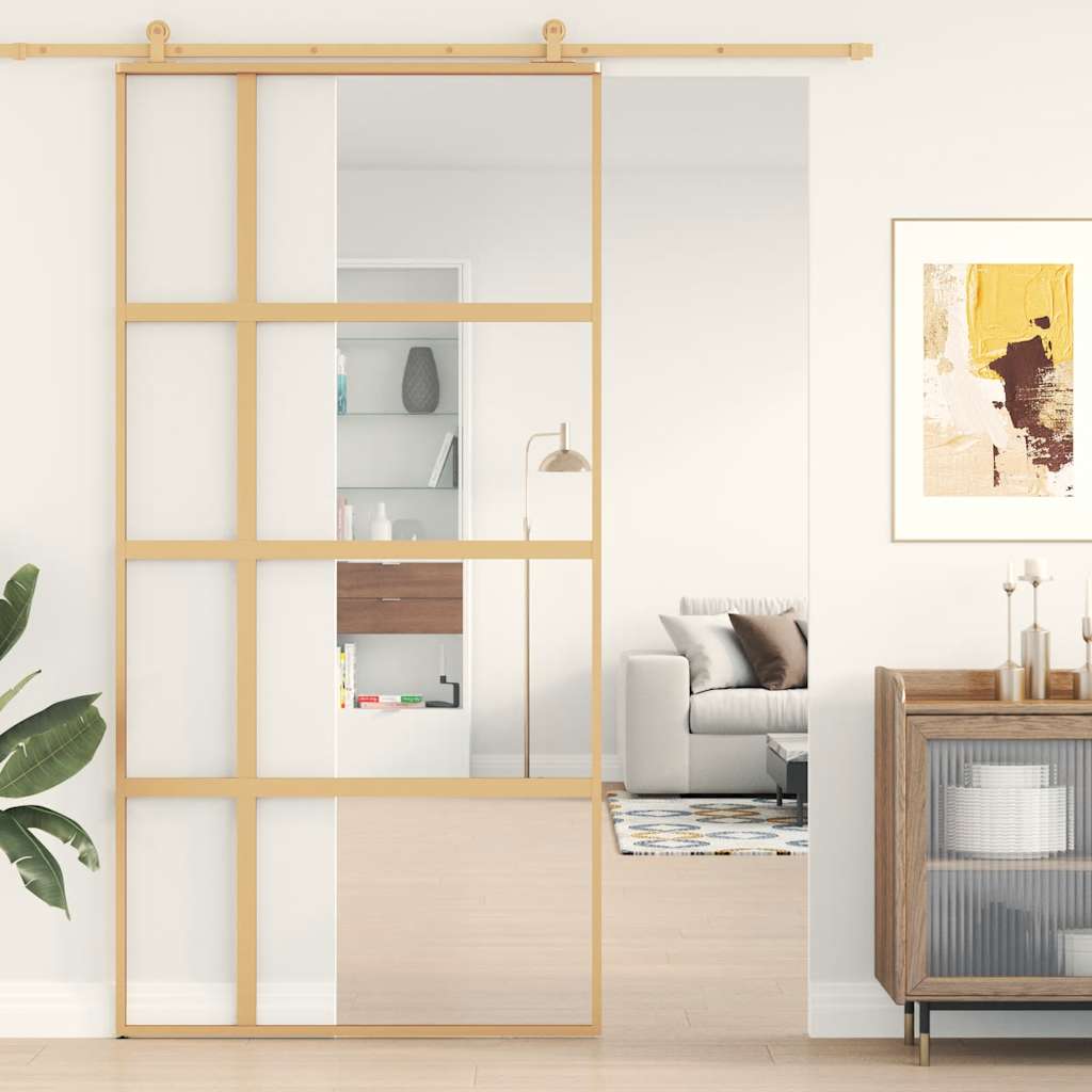 Schiebetür Golden 102,5x205 cm ESG-Klarglas und Aluminium