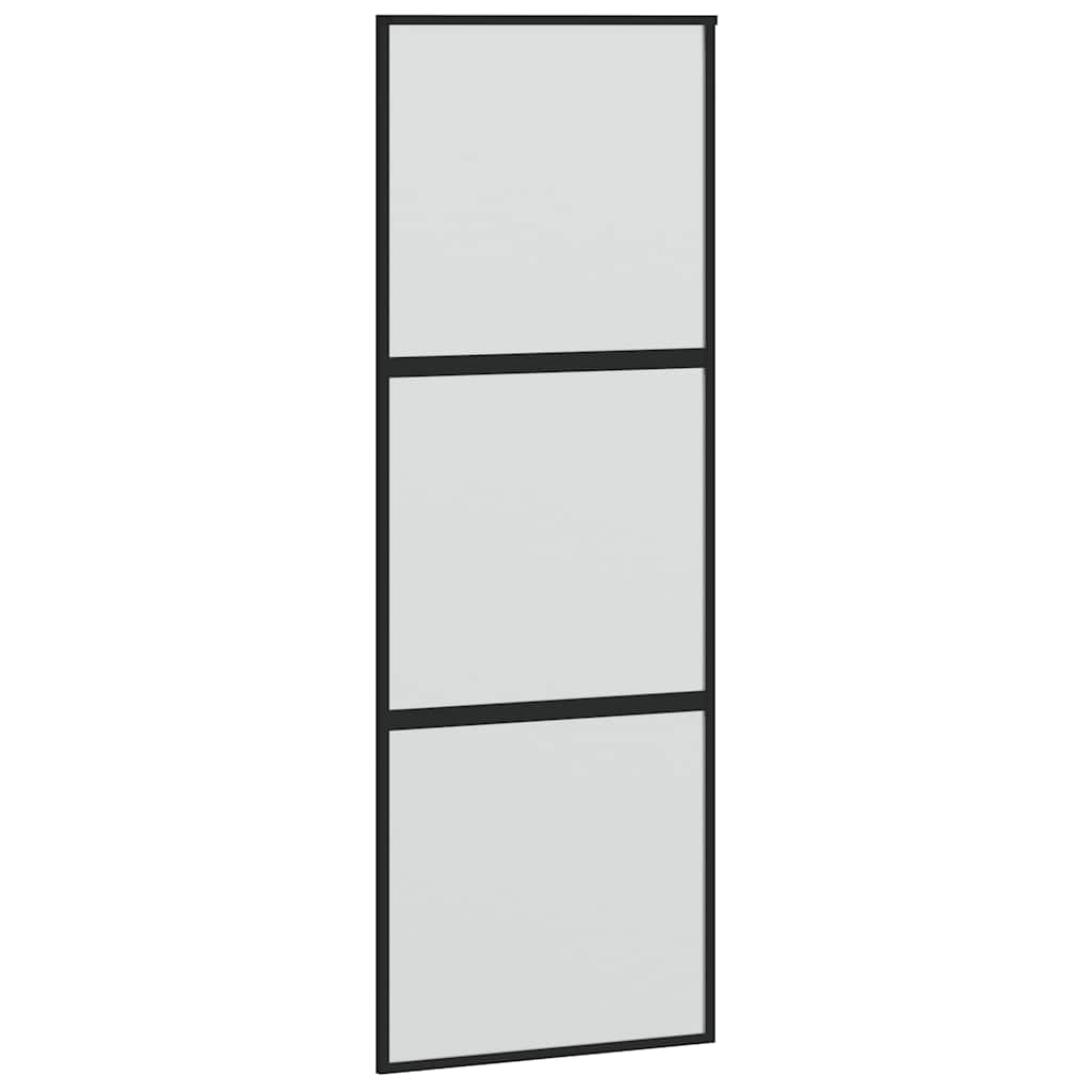 Schiebetür Schwarz 76x205 cm Hartglas und Aluminium