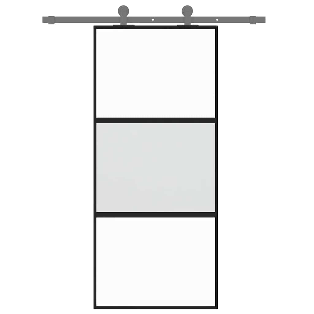 Schiebetür Schwarz 90x205 cm Hartglas und Aluminium