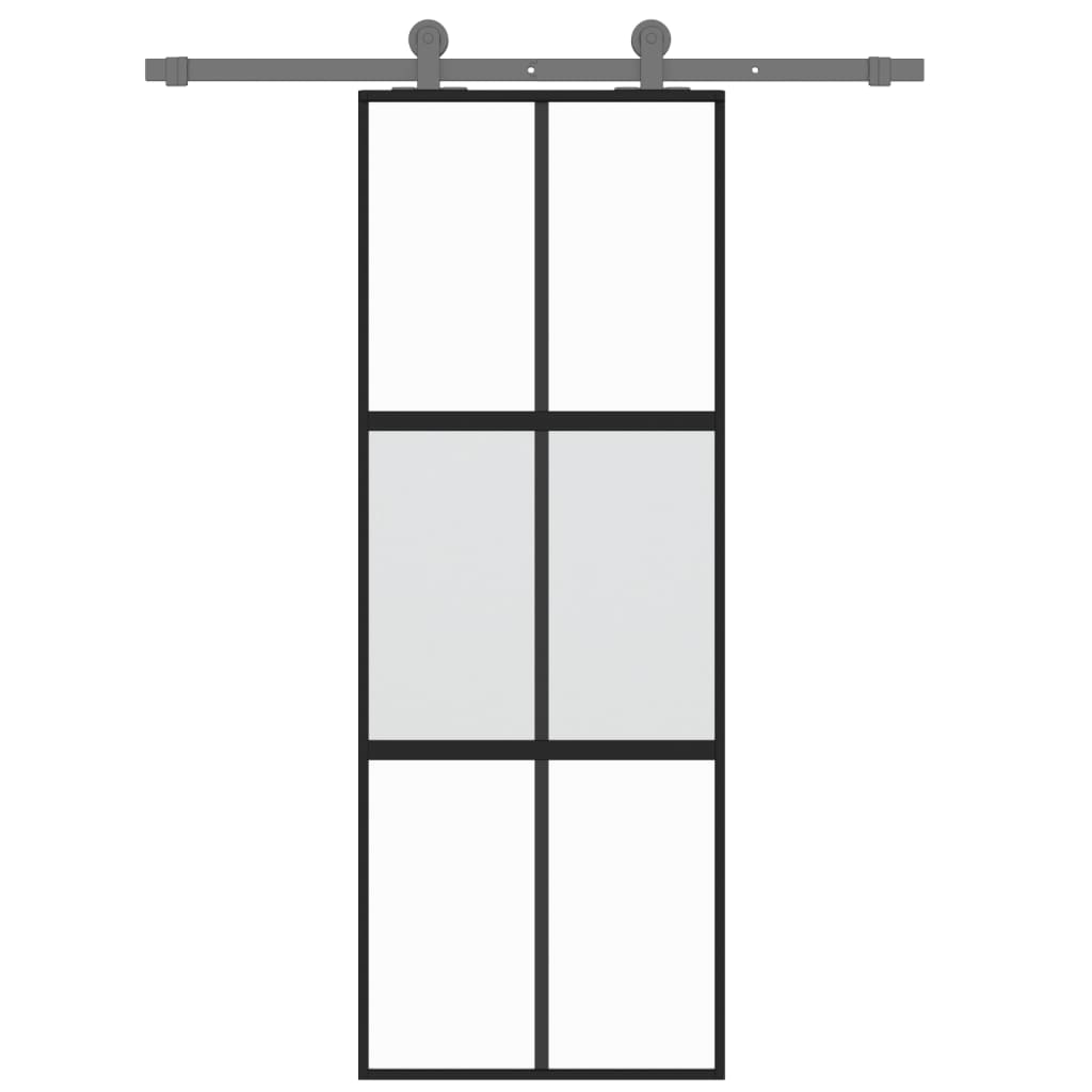 Schiebetür Schwarz 76x205 cm Hartglas und Aluminium
