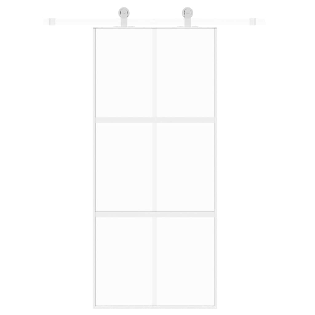 Schiebetür Weiß 90x205 cm Hartglas und Aluminium