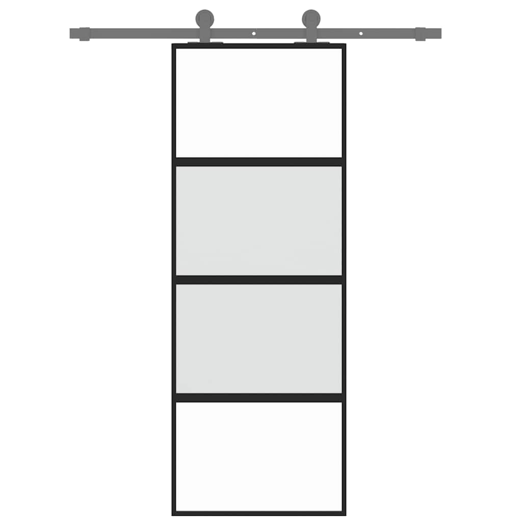 Schiebetür Schwarz 76x205 cm Hartglas und Aluminium