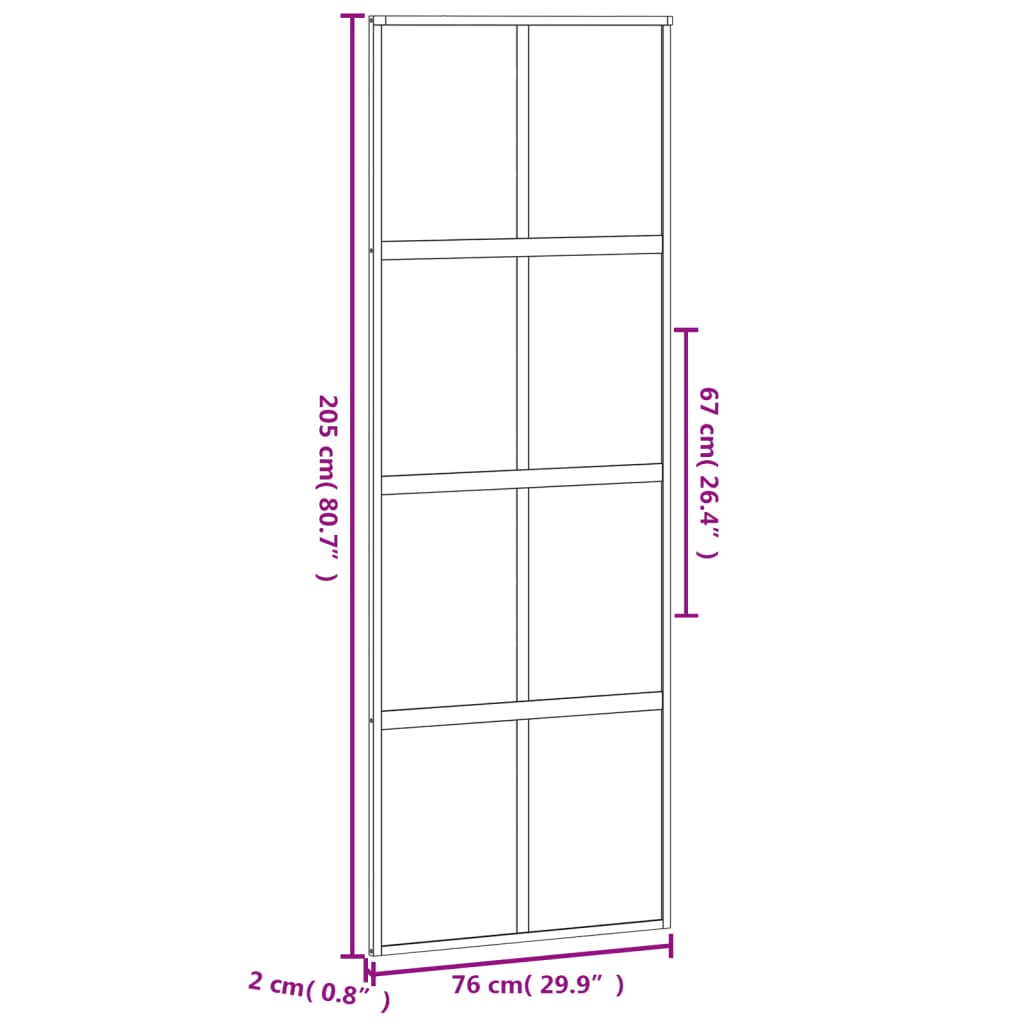 Schiebetür Schwarz 76x205 cm Hartglas und Aluminium