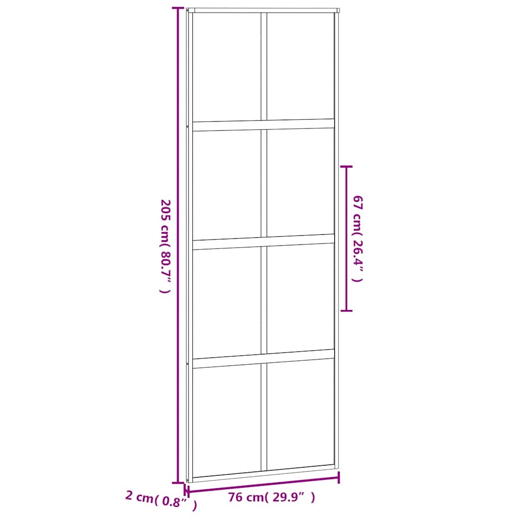 Schiebetür Schwarz 76x205 cm Hartglas und Aluminium