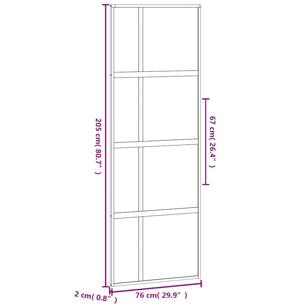 Schiebetür Schwarz 76x205 cm Hartglas und Aluminium