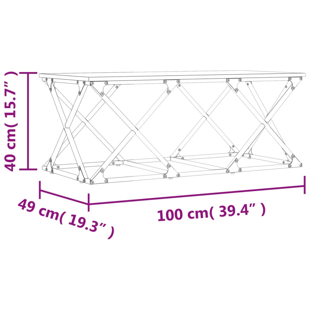 Couchtisch Grau Sonoma 100x49x40 cm Holzwerkstoff