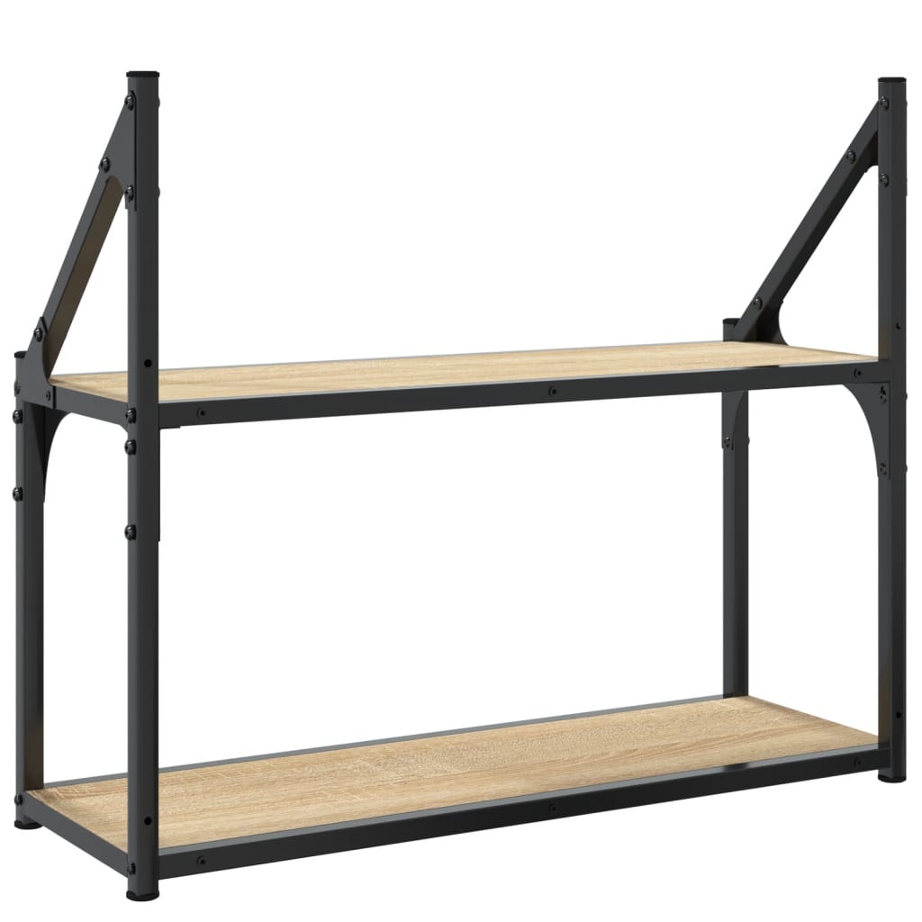 Wall shelf 2 compartments Sonoma oak 60x21x51 cm wood material