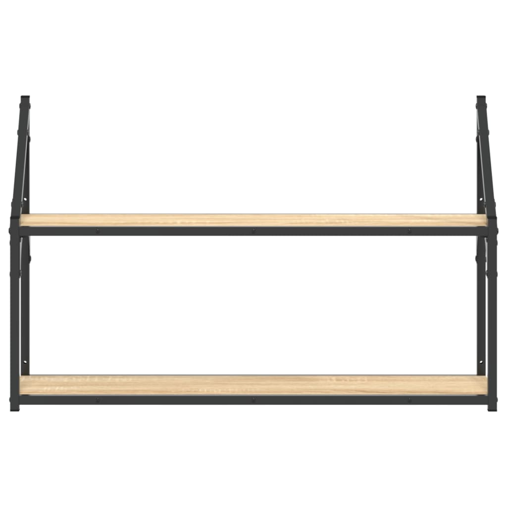 Wall shelf 2 compartments Sonoma oak 80x21x51 cm wood material