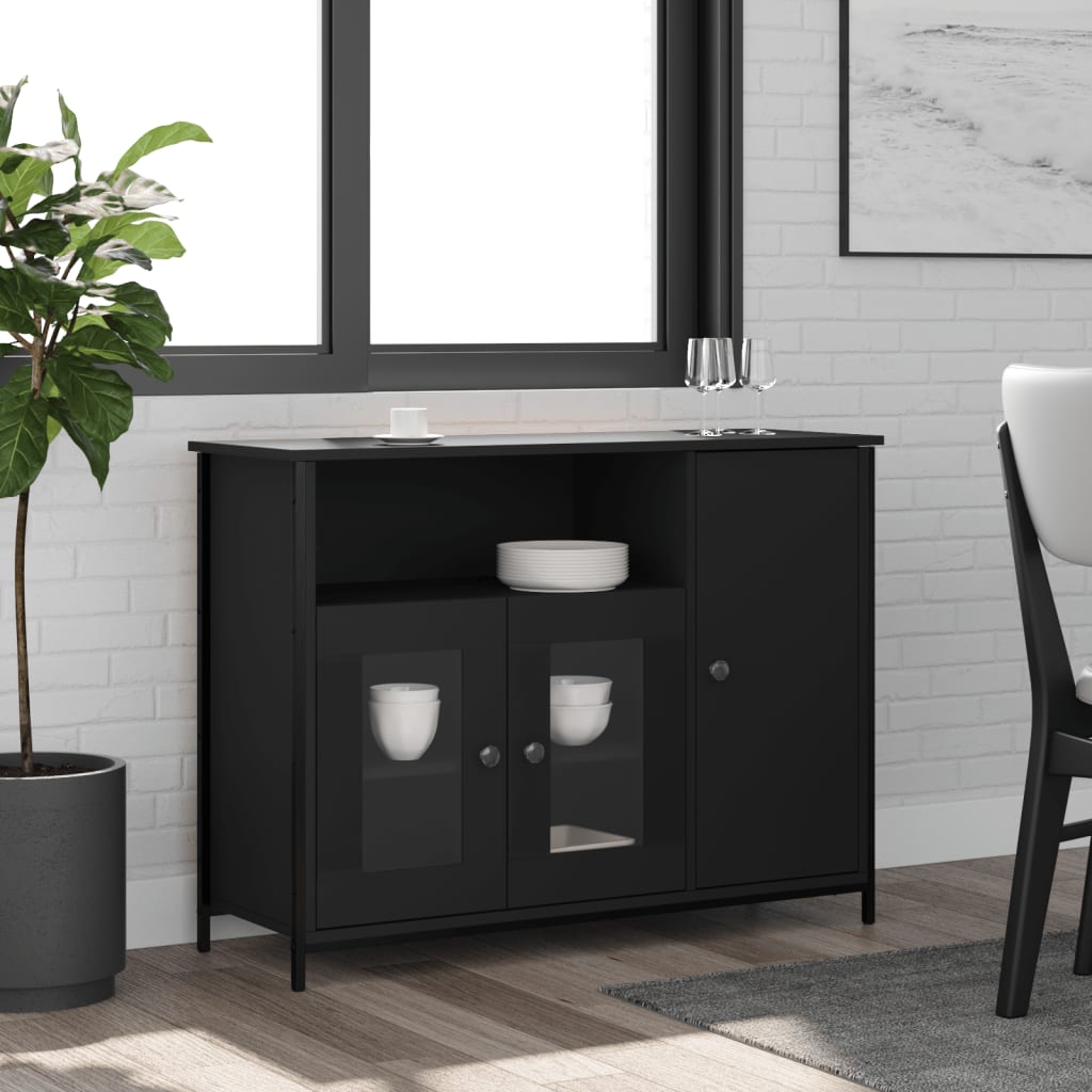 Sideboard Black 100x35x75 cm Wood Material