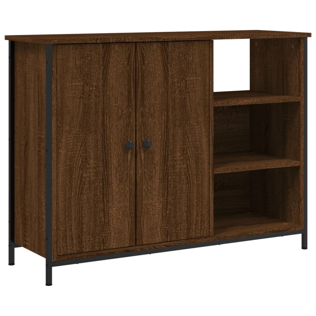 Sideboard Brown Oak Look 100x33x75 cm Wood Material