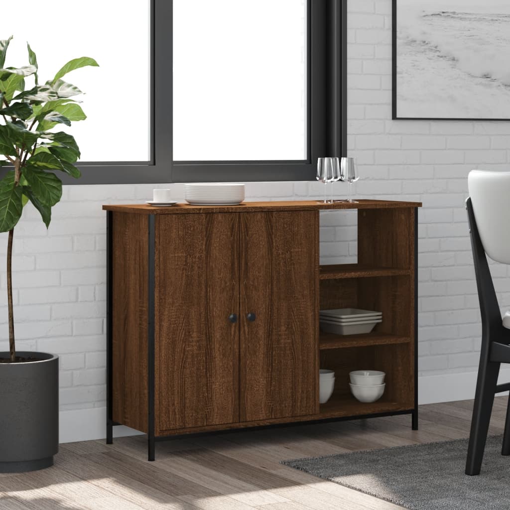 Sideboard Brown Oak Look 100x33x75 cm Wood Material