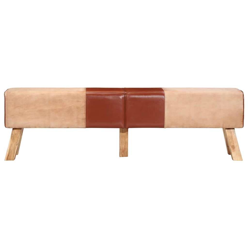 Bank Turnbock-Design Braun 160 cm Echtleder und Canvas