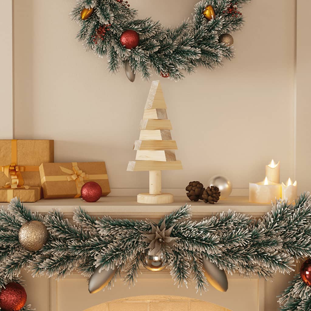 Decorative Christmas trees 2 pieces wood 30 cm solid pine