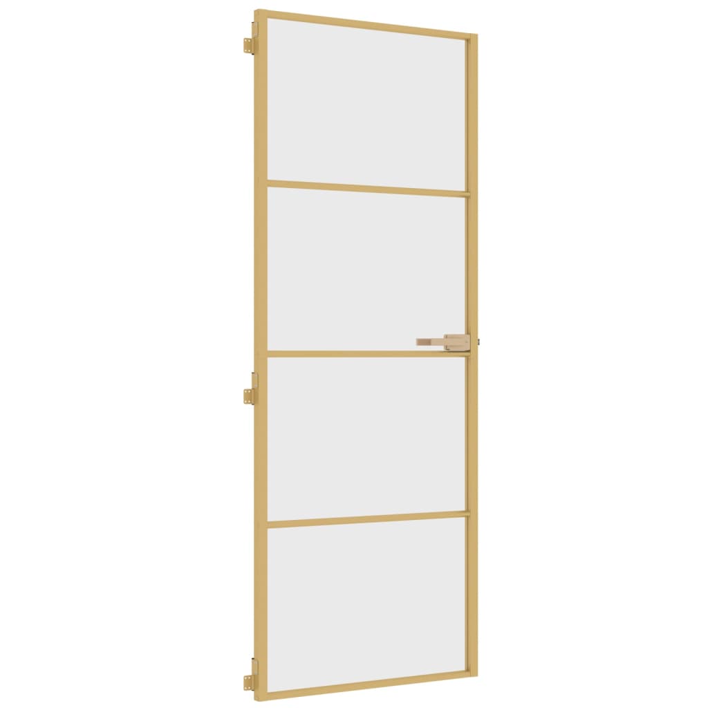 Innentür Schlank Golden 76x201,5 cm Hartglas und Aluminium