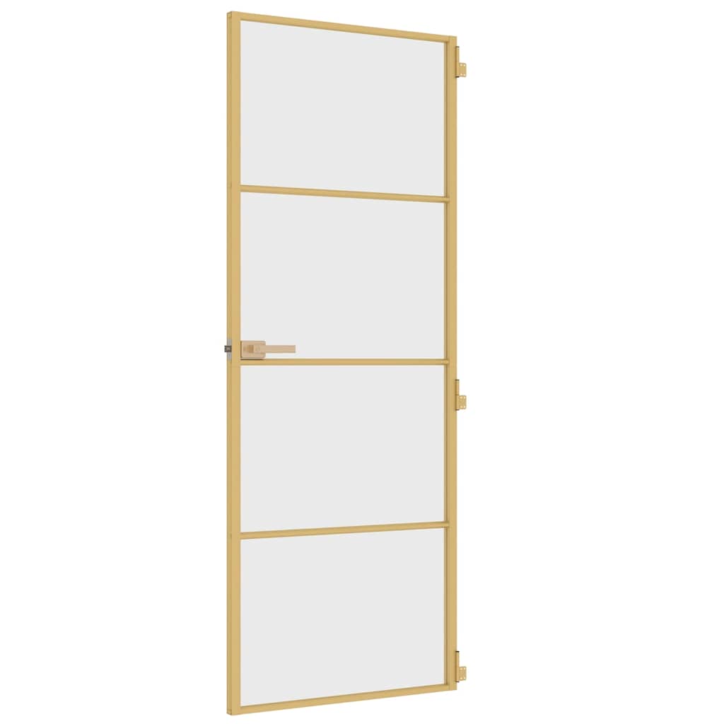 Innentür Schlank Golden 76x201,5 cm Hartglas und Aluminium