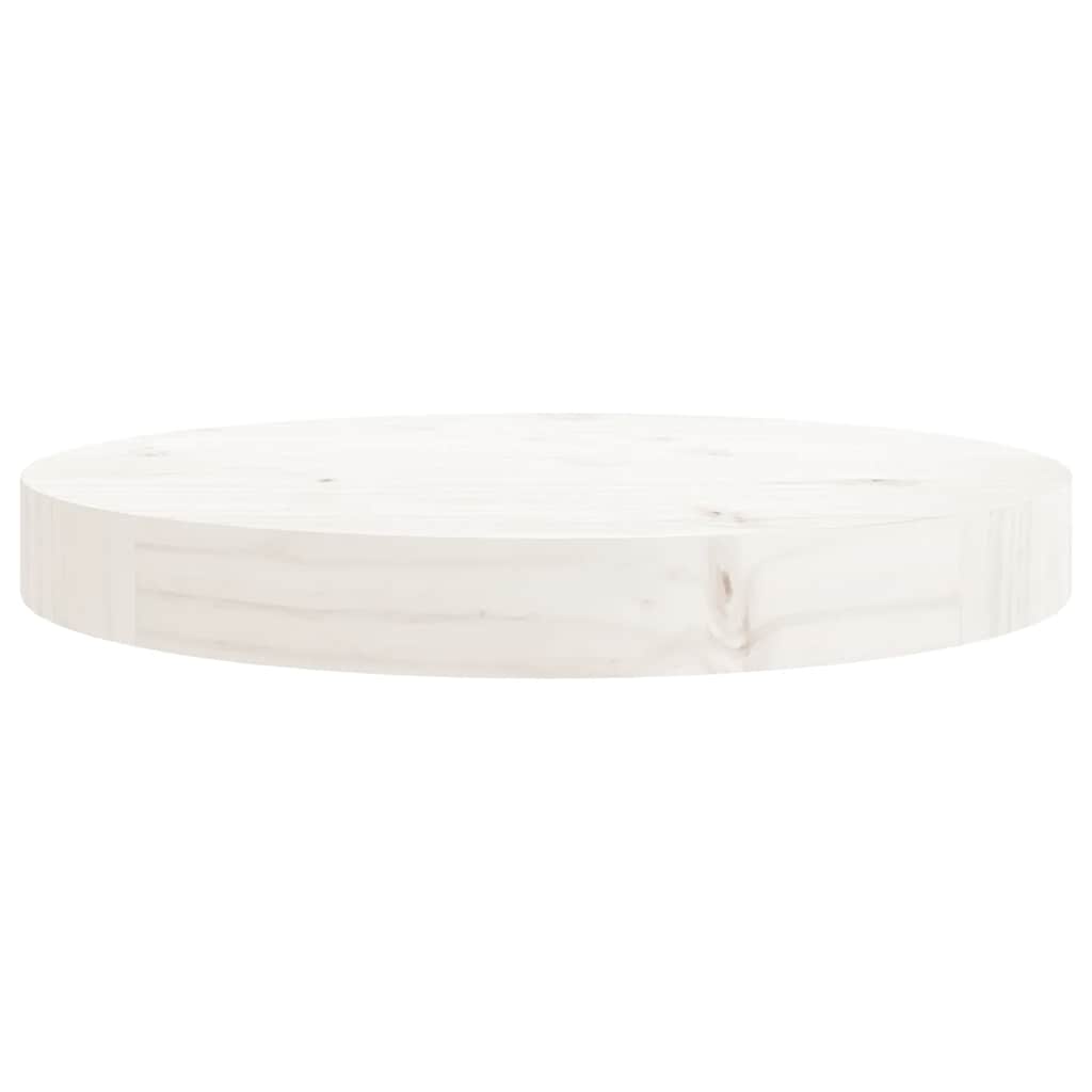 Tischplatte Rund Weiß Ø30x3 cm Massivholz Kiefer