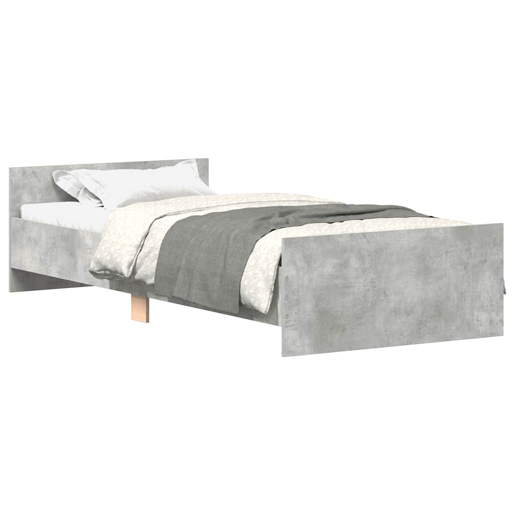 Bed frame concrete grey 90x200 cm wood material