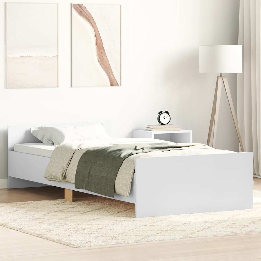 Bed frame white 100x200 cm wood material