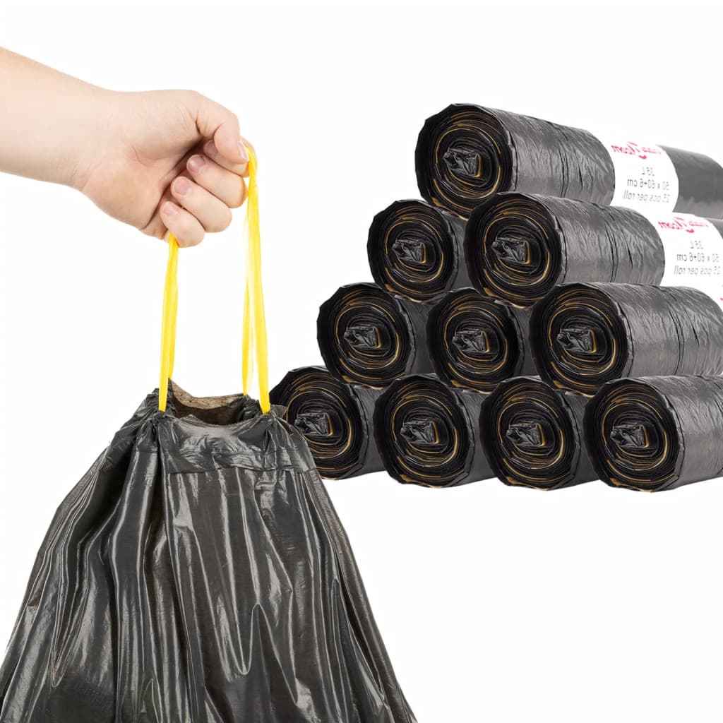 Müllsäcke mit Zugband 250 Stk. Schwarz 35 L