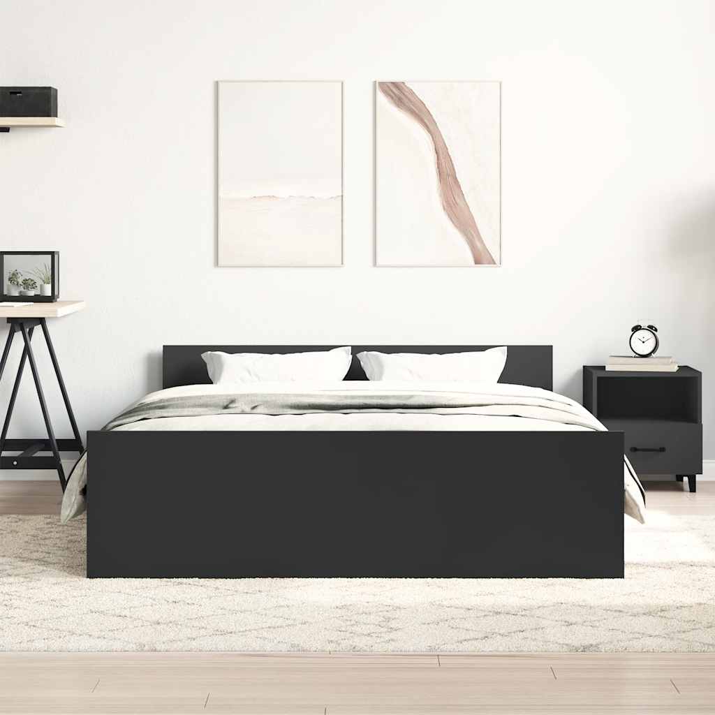Bettgestell mit Kopf- und Fußteil Schwarz 120x200 cm