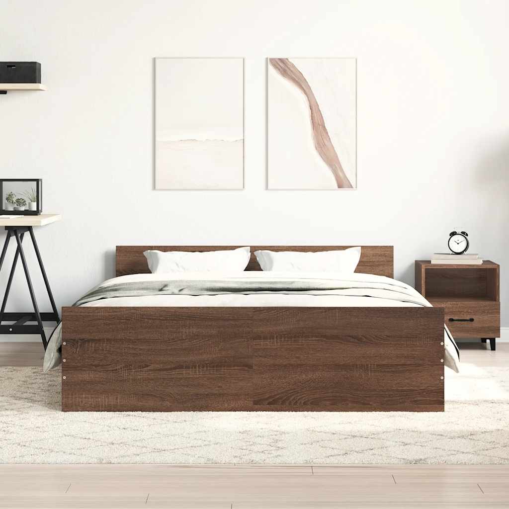 Bettgestell mit Kopf- und Fußteil Braun Eiche-Optik 120x200 cm
