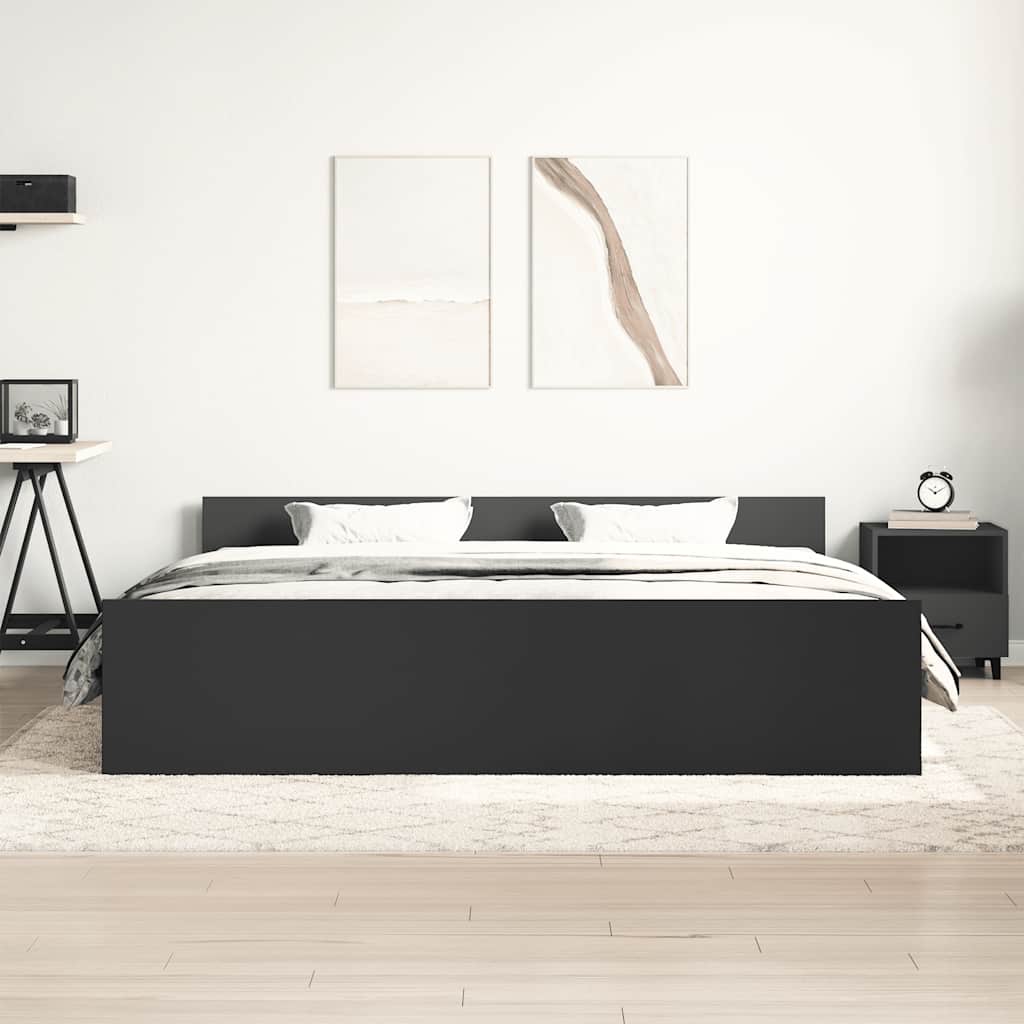 Bettgestell mit Kopf- und Fußteil Schwarz 160x200 cm