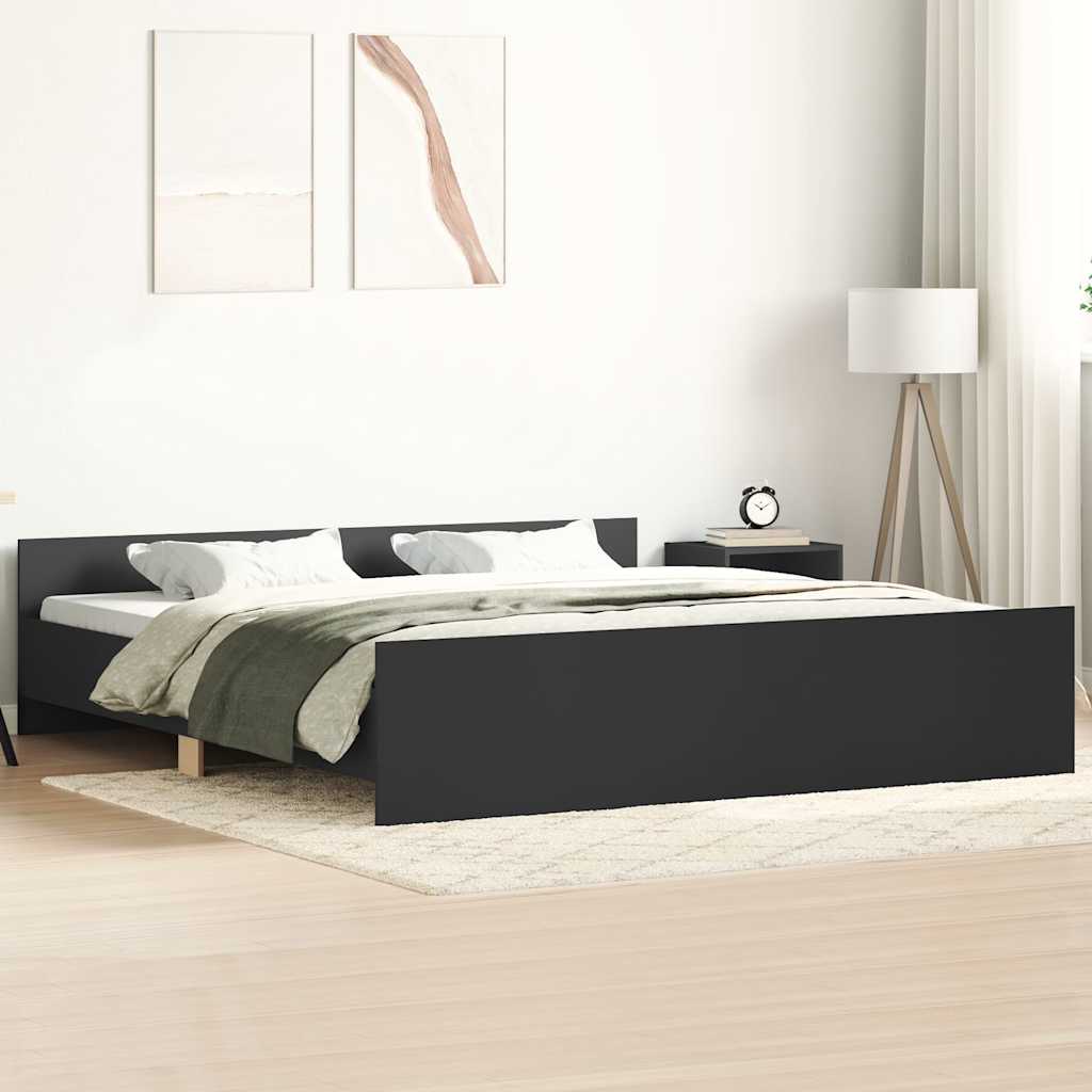 Bettgestell mit Kopf- und Fußteil Schwarz 160x200 cm