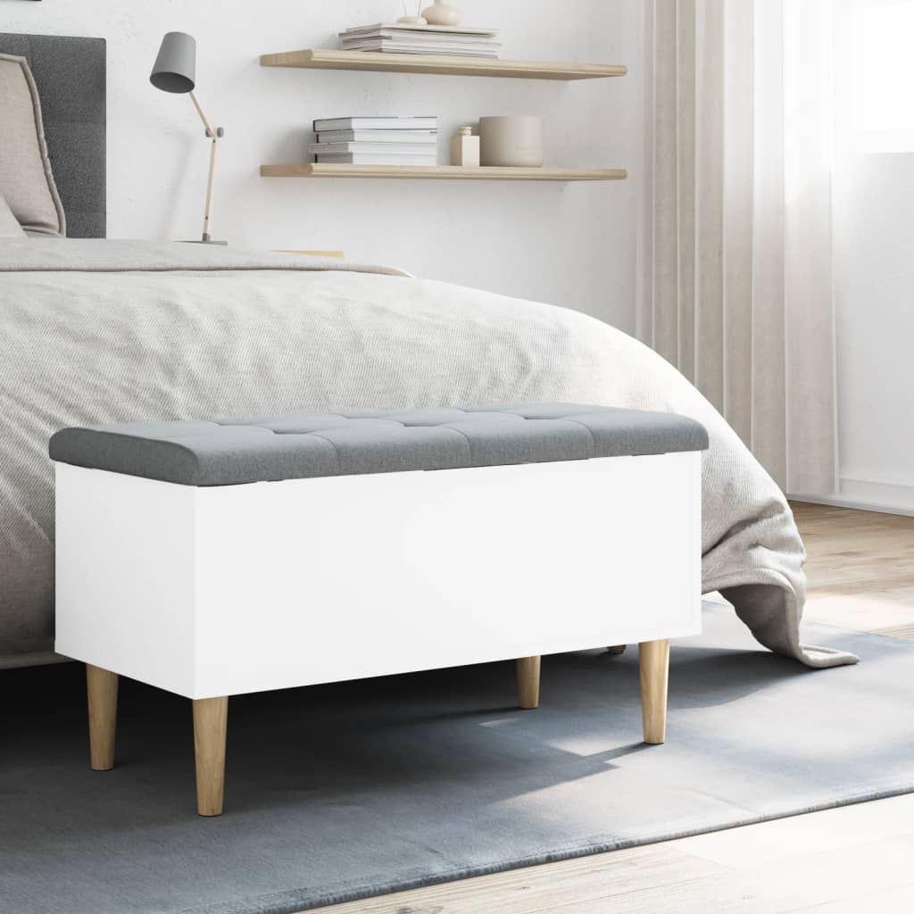 Bench with storage space White 82x42x46 cm Wood material